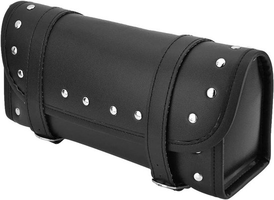Allecto Plus Gepäcktasche Für Motorradgabeln Werkzeugtasche Aus Pu Leder Robuste Lenkertasche In Schwarz Geräumig Praktisches Zubehör
