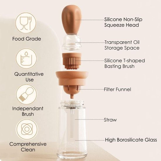Blaue 2 In 1 Ölflasche Mit Pinsel Olivenölspender Aus Glas Für Die Küche Mit Silikonpinsel Zum Kochen, Für Essig, Soßen, Grillen Und Braten Einfa