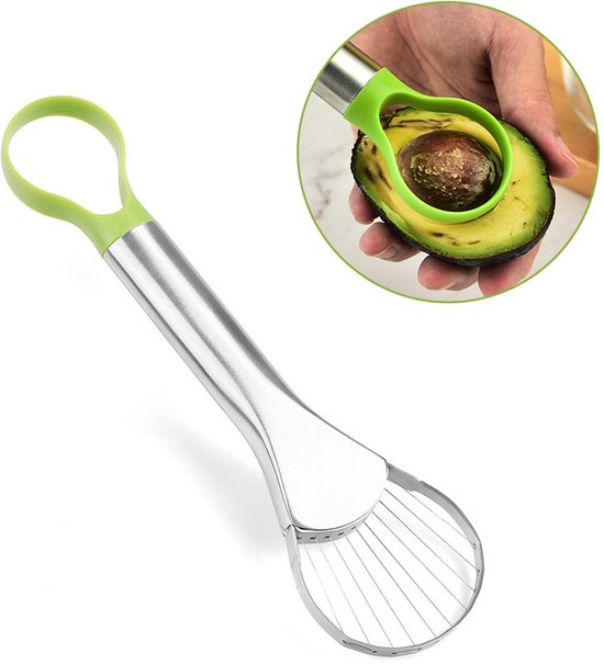Avocadoschneider 2 In 1 Avocadoschneider Edelstahl Avocadoschneider Und Avocadokernentferner Multifunktionales Avocadowerkzeug Zum Schneiden, Aus