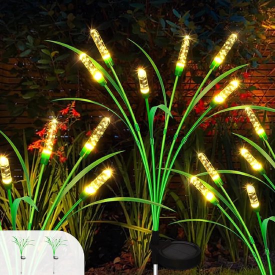 2 Stück 12 Led Solar Gartenleuchten Für Den Außenbereich 40 Cm (15,7 Zoll) Solar Gartendekoration Wasserdichte, Windbetriebene Solarleuchten Für