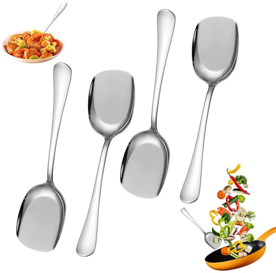 4 Teiliges Set Pfannenwender, Schöpfkelle, Servierlöffel, Suppenkelle, Löffel Servierlöffel Aus Edelstahl Großer Servierlöffel Aus Edelstahl (22,