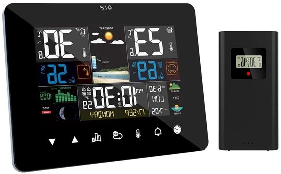 Digitale Wetterstation Wettervorhersageuhr Messung Im Innen Und Außenbereich Touchscreen Bedienung 60 Meter Reichweite Weiß