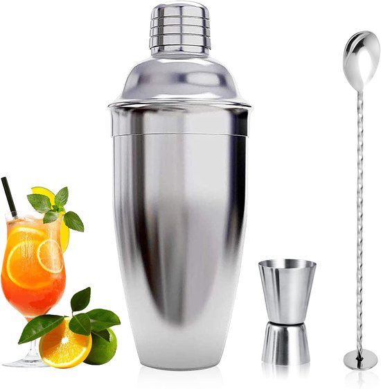 Cocktail Shaker Set 750 Ml Komplett Mit Sieb Und Messbecher Mixwerkzeug Für Hobby Barkeeper 3 Teilig