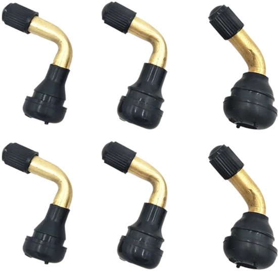 Dailygoods Reifenventil 90 Grad 6 Stück Schlauchlose Ventile Messingschaft Ventiladapter Strapazierfähiges Gummi Ventil