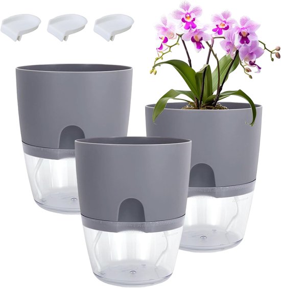 Blumentopf Set Pflanztöpfe Selbstbewässernd Inklusive Wasserreservoir 3 Teilig Grau