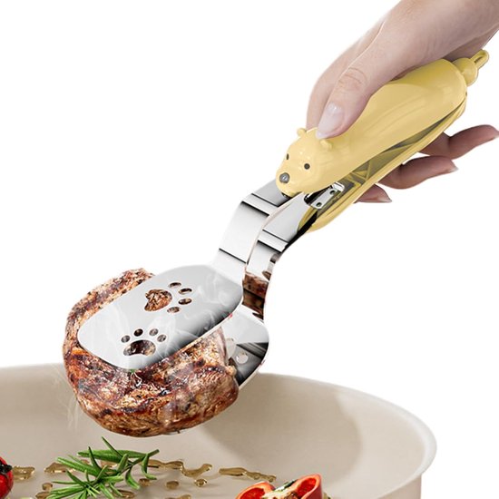 Kochzange Mit Integriertem Pfannenwender Zum Servieren Von Fleisch Zum Kochen Im Freien 24 Cm Gelb