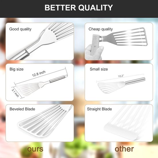 2 Teiliger Fischwender Aus Edelstahl Professionelle, Große Schlitzwender Zum Kochen Und Grillen