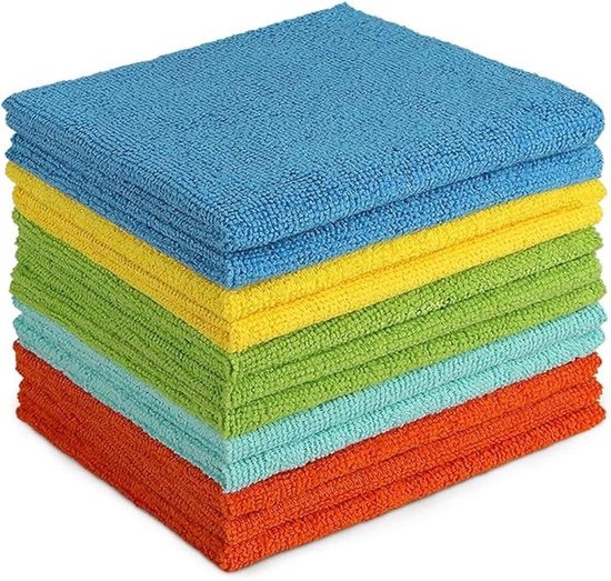 Set Mit 12 Mikrofasertüchern Multifunktional, Waschbar Und Fusselfrei Für Streifenfreie Reinigungsergebnisse