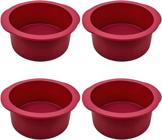 Silikon Kuchenform Runde Backform Fürs Backen Zu Hause Antihaftbeschichtung 4 Teilig, 12 Cm Silbergrau