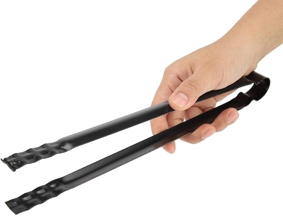 Aladdien Holzkohlezange Grillklemme Multifunktional Schwarz Holzkohlezange Für Grillabende Und Picknicks 30 X 1,8 Cm