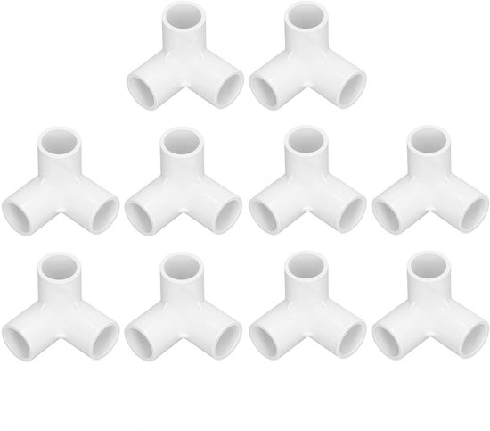 Dailygoods T Eckverbinder, 90° Winkel, 10 Stück, Pvc Kunststoff, Innendurchmesser 20 Mm, Robust, Für Wasserleitungen/zelte Pvc Verbinder