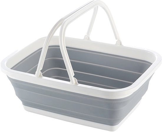 Zeynomax Faltbarer Wäschekorb, Platzsparend Faltbares Waschbecken Tragbares Waschbecken Hellgrau Griff 38,5 X 28,5 X 15,5 Cm Aufbewahrungskorb