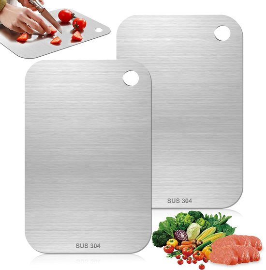 Schneidebrett Aus Edelstahl Multifunktional 2er Set 23,5 X 14,5 Cm