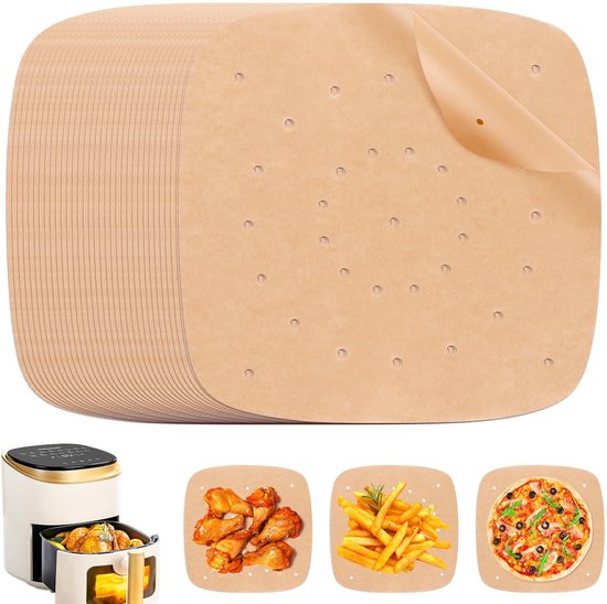 Mttproducts Backpapier Für Heißluftfritteusen 200 Stück Antihaftbeschichtung 21,5 Cm Quadratisches Backpapier Für Heißluftfritteusen Zum Backen