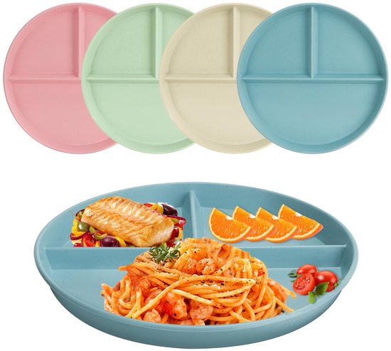Allecto 9 Zoll Abschnitte Diätteller Für Eine Ausgewogene Ernährung 4 Teilig Wiederverwendbar Für Erwachsene Und Kinder Für Picknicks