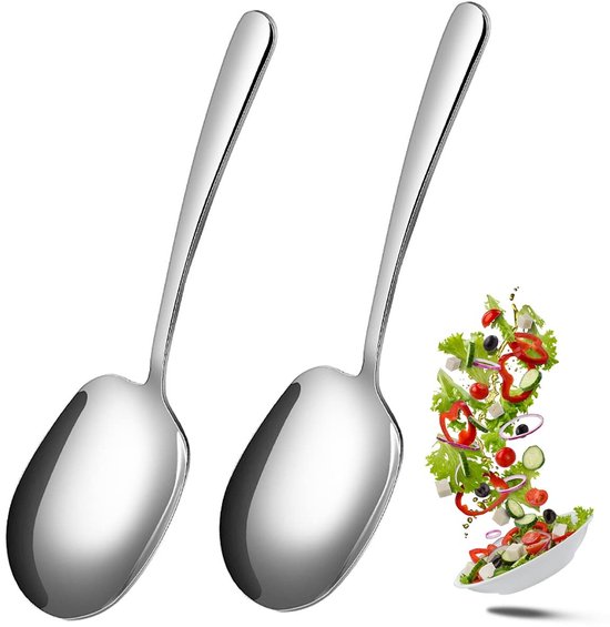 Dailygoods Großer Servierlöffel 2 Teilig Edelstahl Lange Griffe Salatlöffel Esslöffel Servierbesteck Servierlöffel Set