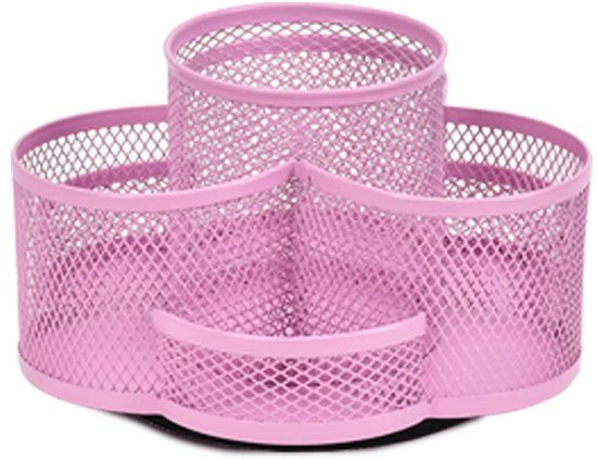 Dailygoody 360° Drehbarer Multifunktions Stiftehalter Drehbarer Stiftehalter Hohe Kapazität Rosa Schreibtisch Organizer Rutschfeste Gummimatte Fü