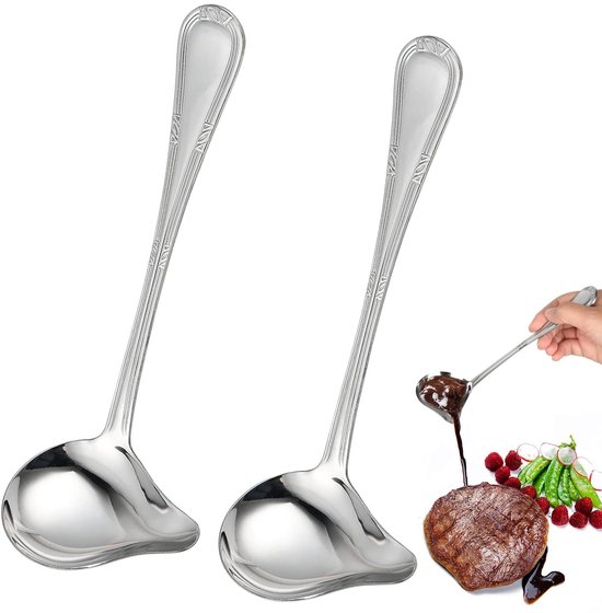 Solidchoice Dailygoody Saucenkelle Edelstahl Intelligent Gestalteter Ausguss 20,5 Cm Spülmaschinenfest 2er Set Für Suppen Und Saucen
