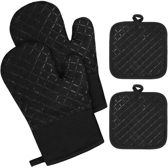 Mttproducts Ofenhandschuhe Hitzebeständig Zum Grillen Gestreift Rutschfeste Kochhandschuhe Zum Kochen Und Backen Baumwolle Und Silikon