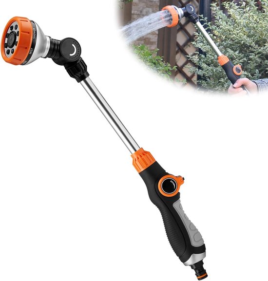 Gießstab Mit Handbrause, 47 Cm Lang 8 Strahlarten, Daumensteuerung Abnehmbare Düse Für Gartenschlauch Gartensprenger Zur Pflanzenbewässerung Schw