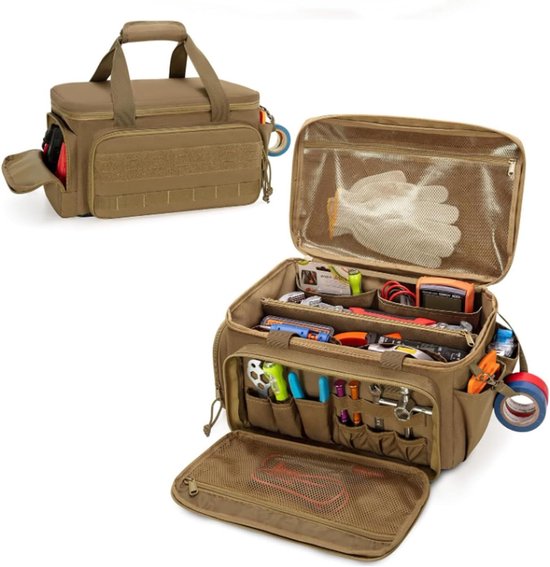 Werkzeugtasche Aufbewahrungstasche Für Mechaniker Und Elektriker Große Öffnung 37 X 22 X 21 Cm Khaki