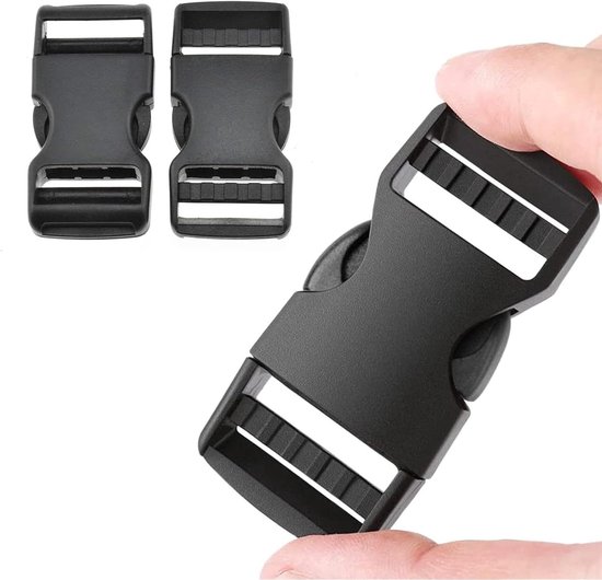 25 Mm Kunststoffschnalle Schwarz Set Mit 2 Doppelseitigen Schnellverschlüssen.