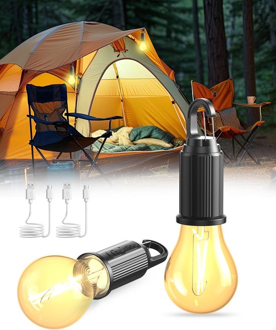 Tragbare Led Campinglampe Wiederaufladbar Mit 3 Beleuchtungsmodi Für Camping, Zelt, Angeln Und Wandern (2 Stück)