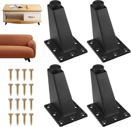Schwarze Möbelfüße 8 Cm 4er Set Verstellbare Dreieckige Schrankfüße Für Möbel