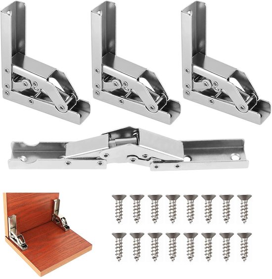 Store7 Klappscharniere 90/180° Scharniere Klappbarer Und Verdeckter Tischhalter Hochwertiger Stahl Für Möbel 4 Stück