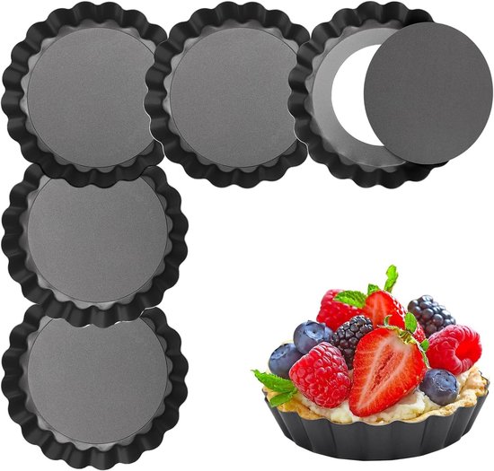 6 Teiliges Backformen Set Quicheformen Einzeln Gebacken Herausnehmbarer Boden 10 Cm Durchmesser