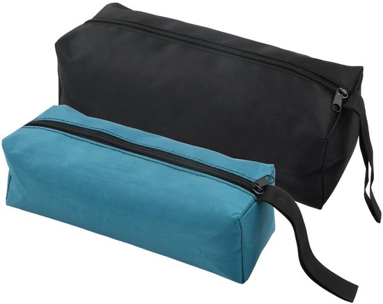 Dailygoods 2er Pack Werkzeugtasche Tragbare Werkzeugtasche 600d Polyester Schwarz/blau Größen: Groß/klein Strapazierfähig Und Waschbar Aufbewahru
