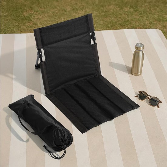 Faltbare Strandmatte Sitzkissen Mit Rückenlehne Entspannen Im Freien Faltbar Mit Trageband 40,5 X 10,5 Cm Schwarz