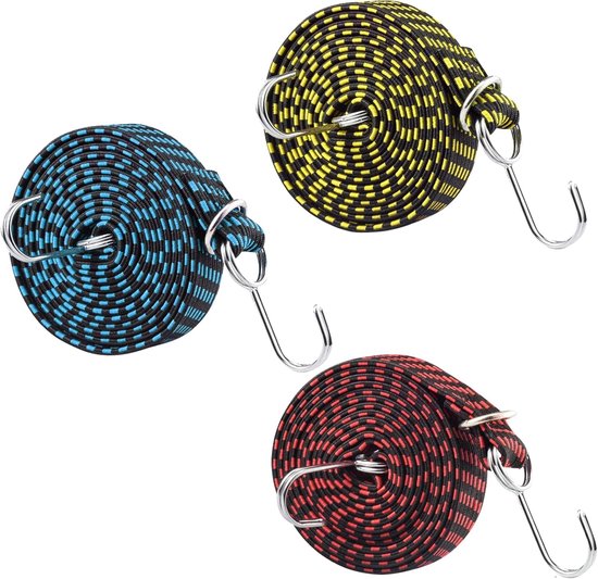Elastisches Seil Mit Haken 3 Stück, 2 Meter Lang, Für Auto, Fahrrad, Motorrad Und Camping