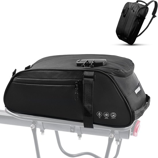 8 Liter Fahrradtasche Mit 3 Stelligem Zahlenschloss Reflektierende, Wasserdichte Fahrradtasche Für Gepäckträger Fahrradtasche Mit Mehreren Fächer