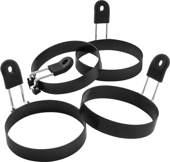 Großes 4 Teiliges Antihaft Eierring Set, Runder Muffinring Für Englische Muffins, Pfannkuchen, Backblech Tragbares Grillzubehör Für Camping, Früh