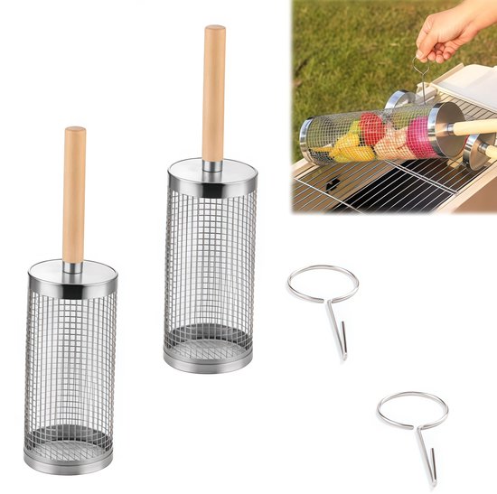 Grillzubehör Grillkorb Rollgrill Kochkorb Edelstahl Grill Mit Abnehmbarem Griff Aus Edelstahl 304 Für Gemüse Für Fleisch Für Grillgerichte Gesche