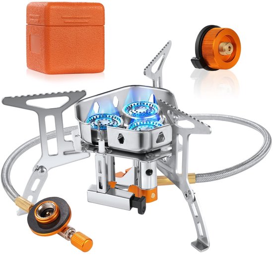 Dailygoody Camping Gaskocher Windfester Rucksackkocher Kompakt Und Tragbar 6800 W Leistung Zum Kochen Und Campen Opvo