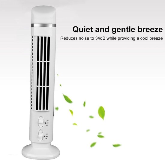 Allecto Turmventilator Ohne Rotorblätter Tischventilator Leise Und Kindersicher Weiß Tragbar Und Leicht Zu Reinigen Usb Oder Batteriebetrieb ...