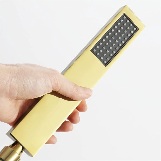 Handbrause Set Duschkopf Mit Stange Höhenverstellbar Messing Und Edelstahl Goldfarben