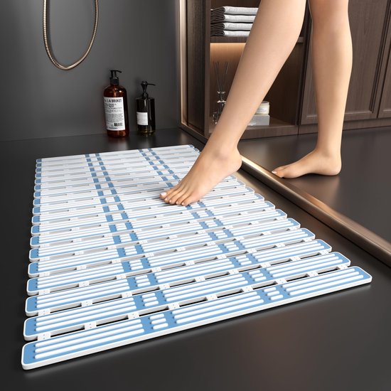 Rutschfeste Duschmatte 68 X 40 Cm, Bpa Und Latexfrei, Blau