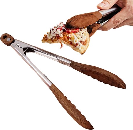 Kochzangen Set Küchenzange Servierzange Hitzebeständiges Holz 30 Cm Silber