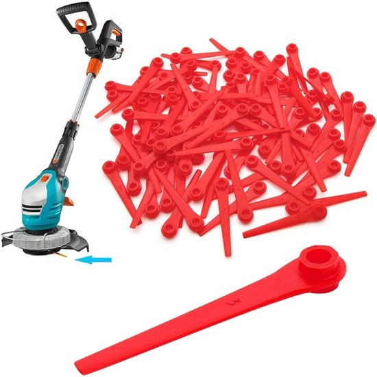 Passend Für: Packung Mit 100 Kunststoff Ersatzmessern Für Gardena 9823 9825 Rasenmäher, 70 Mm, Rot