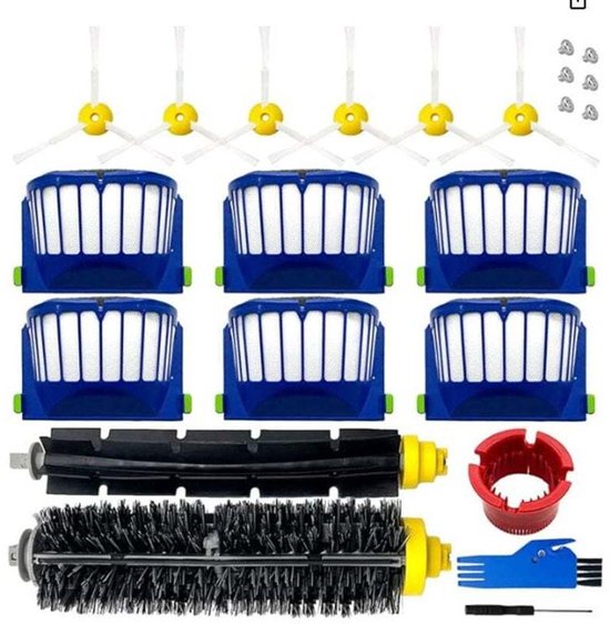 Ersatzset Passend Für Irobot Roomba 600, 694, 692, 650, 660 Und 651 Staubsauger, Bestehend Aus 2 Hauptbürsten, 6 Seitenbürsten, 6 Schrauben, 6 Fi