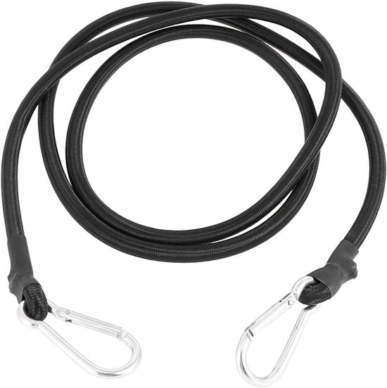 2 M Langes Bungee Seil Mit Karabiner, Robuste Bungee Gurte, Gepäckgurte, Schwarzes Elastisches Seil Für Motorrad, Auto, Wohnwagen, Kofferraum, Fa