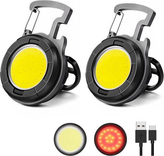 Schlüsselanhänger Taschenlampe 1000 Lumen Edc Cob Arbeitsleuchte, Mit Flaschenöffner Und Magnetischer Aufhängung, Faltbar Für Radfahren, Angeln U