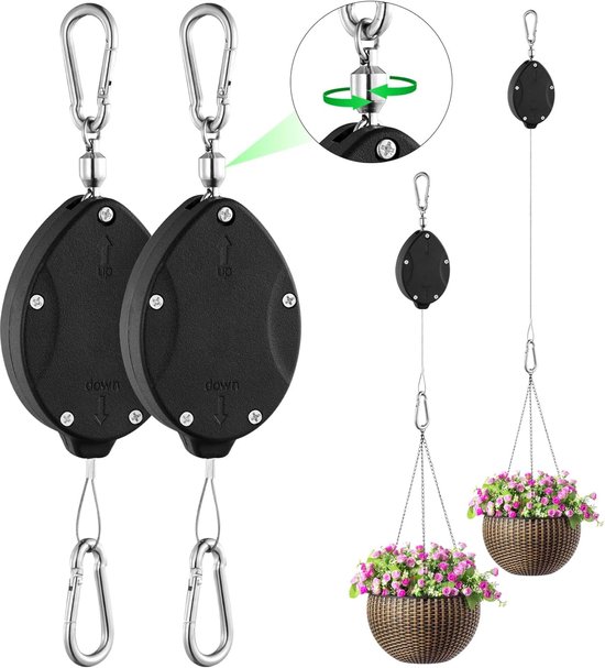 2 Ausziehbare Pflanzenampeln Verstellbar 160 Cm Edelstahlseil Doppelhaken Für Pflanzen Und Vogelfutterhäuschen Für Drinnen Und Draußen