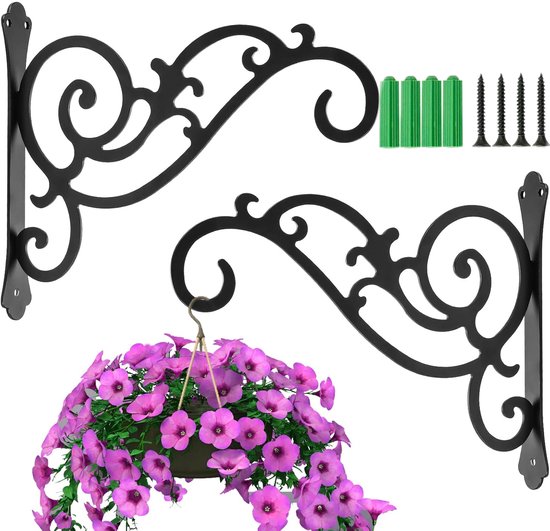 Wandhaken Pflanzenhaken Pflanzenhaken 2 Robuste Wandpflanzenhänger Hängekorbhalterungen, Retro Hängeampeln Aus Eisen Für Pflanzgefäße, Laternen,