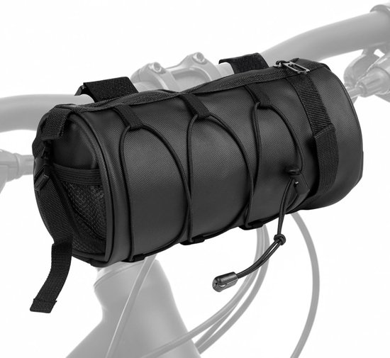 Fahrradlenkertasche Wasserdichte Rahmentasche Robuste Rolltasche Mit Schultergurt Vielseitiges Fahrradzubehör 2,5 Liter, Schwarzes Nylon 1 Teilig