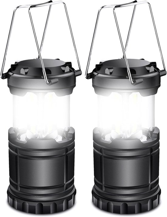 Set Mit 2 Wiederaufladbaren, Tragbaren Campinglampen 180° Faltbar Mit Griff Wasserdichte Outdoor Lampe Zum Wandern Für Zelt, Angeln, Notfälle Und