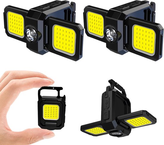 2 Teilige Cob Schlüsselanhänger Arbeitsleuchte Wiederaufladbar & Faltbar Mit Flaschenöffner Edc Taschenlampe Für Camping, Autoreparaturen, Notfäl